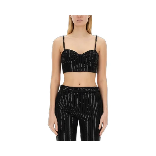 Michael Michael Kors Pinstripe Sequined Crepe Bustier Top