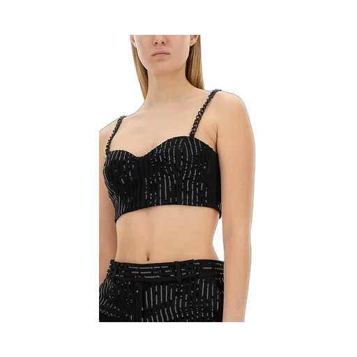 Michael Michael Kors Pinstripe Sequined Crepe Bustier Top