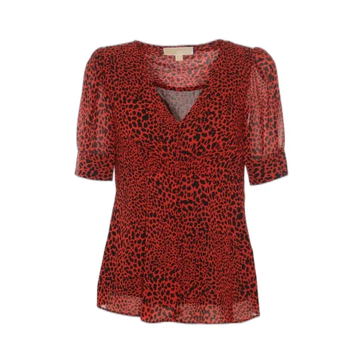 Michael Michael Kors Leopard Printed V-Neck Blouse