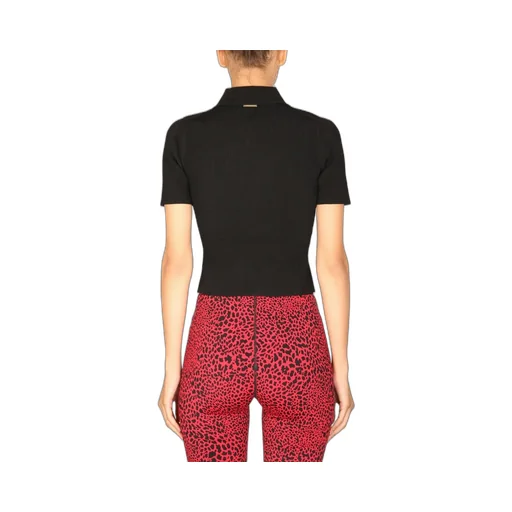 Michael Michael Kors Buttoned Rib Knit Polo Top