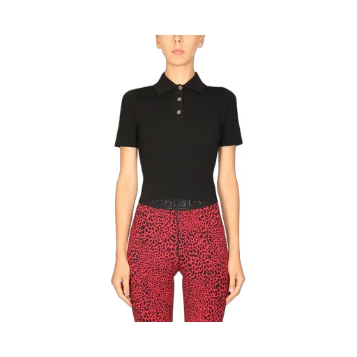Michael Michael Kors Buttoned Rib Knit Polo Top