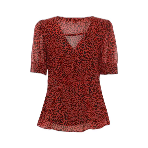 Michael Michael Kors Leopard Printed V-Neck Blouse