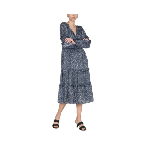 Michael Michael Kors Floral Printed V-Neck Midi Dress
