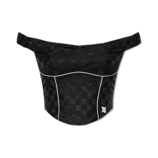 Misbhv Monogram Printed Off-Shoulder Cropped Top