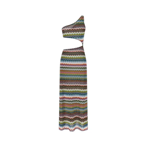 Missoni One-Shoulder Pixel-Effect Zigzag Swimwear Cover-Up