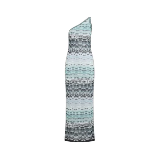 Missoni Chevron Pattern Long One-Shoulder Dress