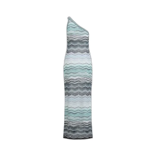 Missoni Chevron Pattern Long One-Shoulder Dress