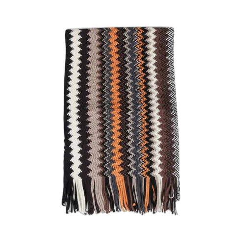 Missoni Zigzag-Pattern Fringed Knitted Scarf