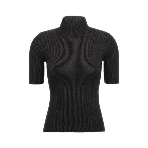 Missoni Roll Neck Ribbed-Knit Metallic Top