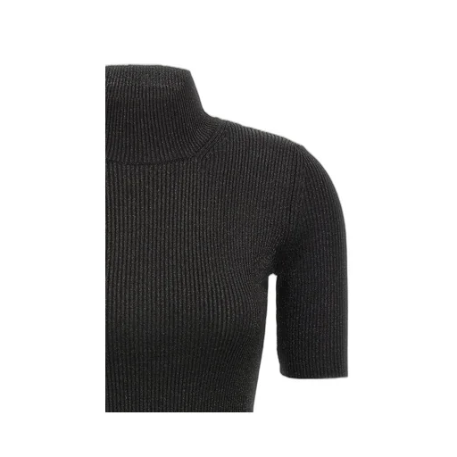 Missoni Roll Neck Ribbed-Knit Metallic Top