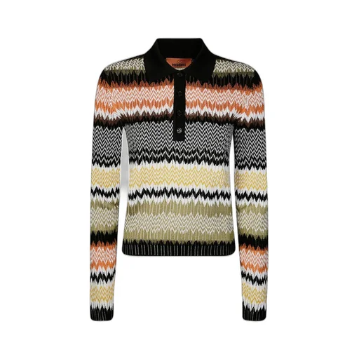 Missoni Long-Sleeved Zigzag Patterned Polo Shirt