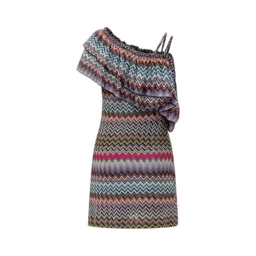Missoni Zigzag Patterned One Sleeved Dress