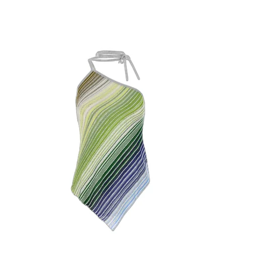 Missoni Asymmetric Striped Halterneck Top