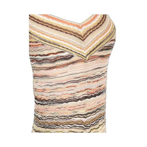 Missoni Lamé Embossed Wave Motif One-Shoulder Mini-Dress