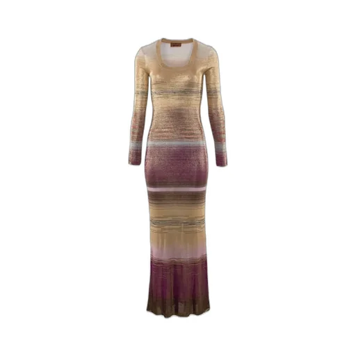 Missoni Striped Long-Sleeved Scoop-Neck Maxi Dress