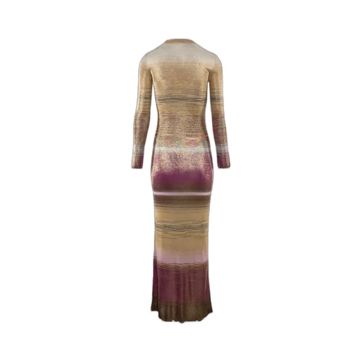 Missoni Striped Long-Sleeved Scoop-Neck Maxi Dress