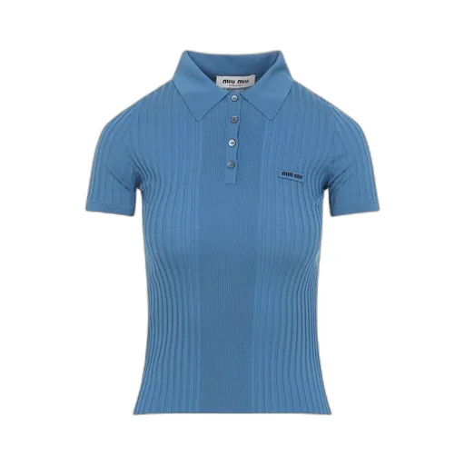 Miu Miu Short-Sleeved Knitted Polo Shirt