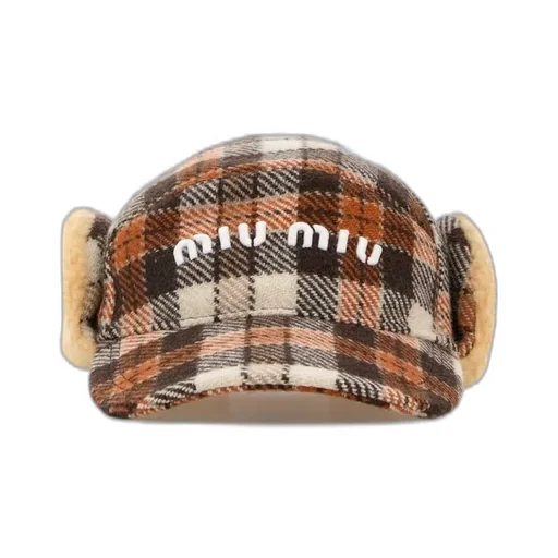 Miu Miu Logo-Embroidered Checked Baseball Cap