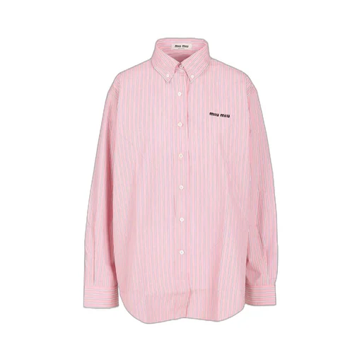 Miu Miu Logo-Embroidered Striped Shirt