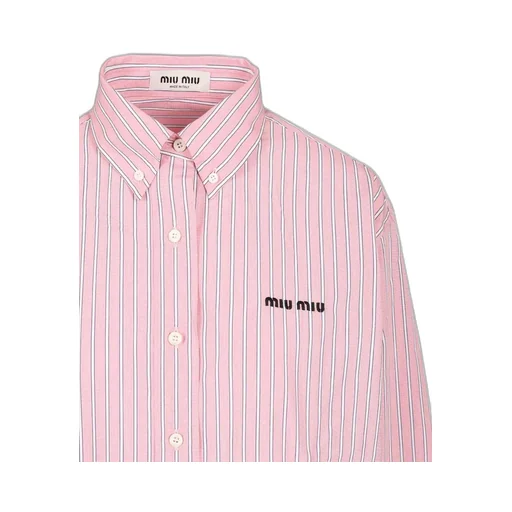 Miu Miu Logo-Embroidered Striped Shirt