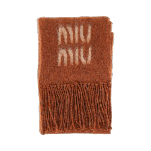 Miu Miu Logo-Detailed Fringed Scarf