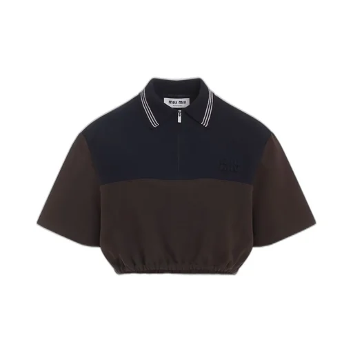 Miu Miu Short-Sleeved Cropped Polo Shirt