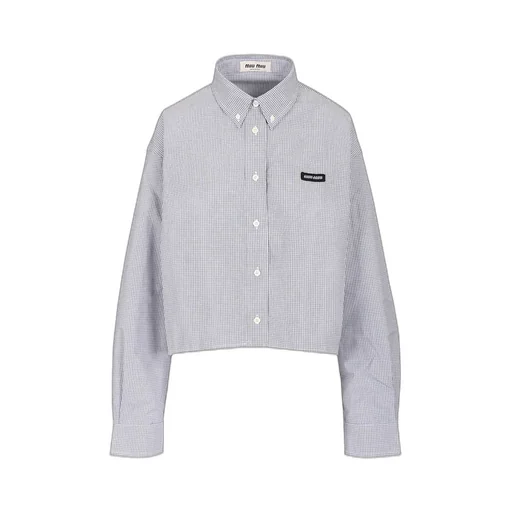 Miu Miu Checked Poplin Cropped Shirt