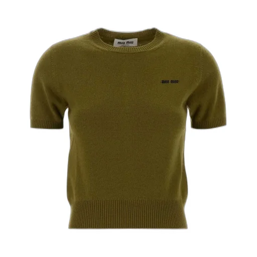 Miu Miu Logo-Embroidered Short-Sleeved Jumper