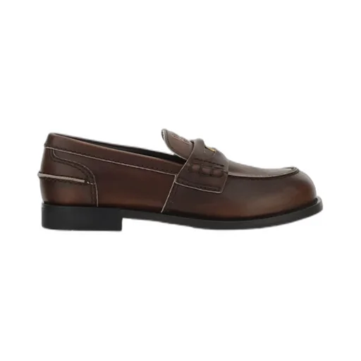 Miu Miu Logo Embossed Slip-On Penny Loafers