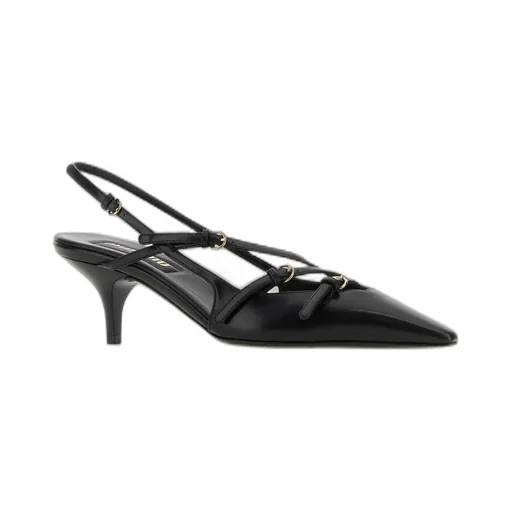 Miu Miu Buckle-Embellished Pointed Toe Slingback Pumps