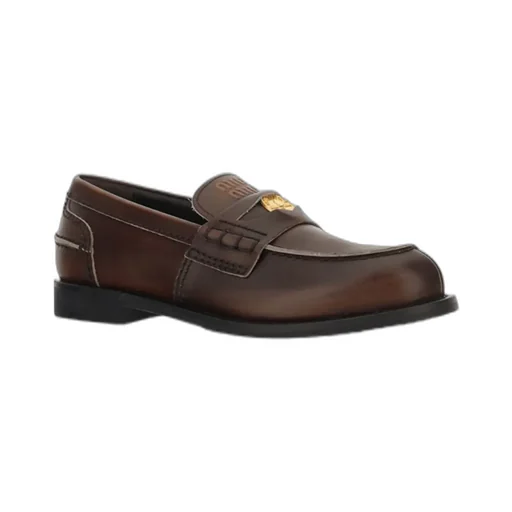 Miu Miu Logo Embossed Slip-On Penny Loafers