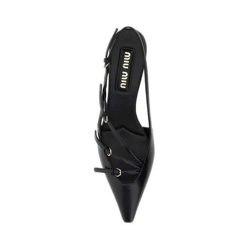 Miu Miu Buckle-Embellished Pointed Toe Slingback Pumps