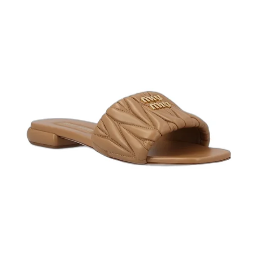 Miu Miu Logo Lettering Square Toe Sandals