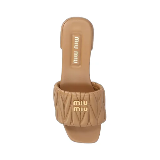 Miu Miu Logo Lettering Square Toe Sandals