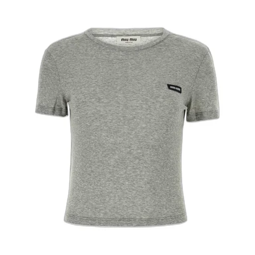 Miu Miu Logo-Patch Crewneck T-Shirt