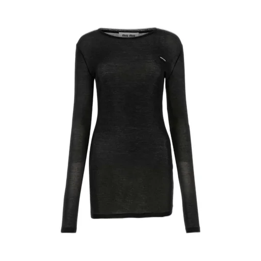 Miu Miu Logo-Patch Long-Sleeved Dress