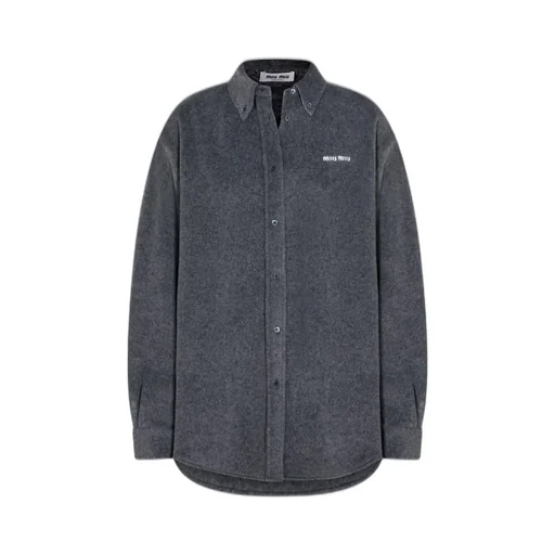 Miu Miu Logo-Embroidered Oversized Poplin Shirt