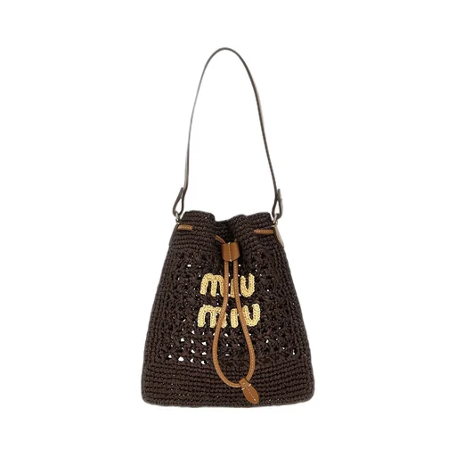 Miu Miu Drawstring Woven Mini Tote Bag