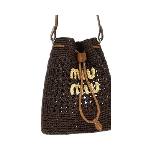 Miu Miu Drawstring Woven Mini Tote Bag