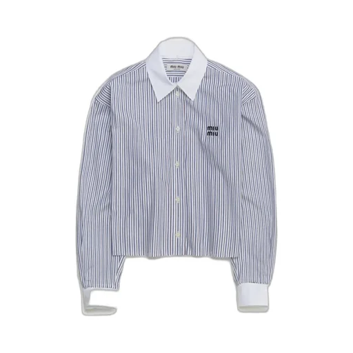 Miu Miu Logo-Embroidered Striped Shirt