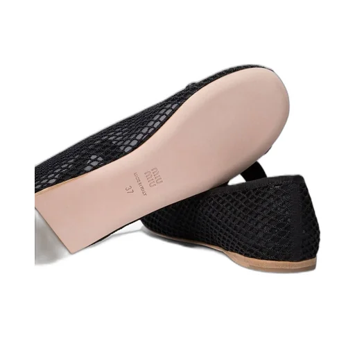 Miu Miu Round-Toe Mesh-Designed Ballet Flats