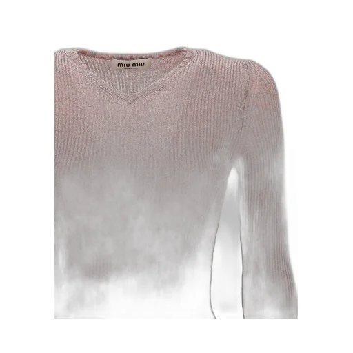 Miu Miu Lurex-Detailed V-Neck Jumper