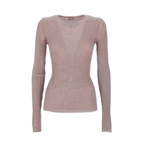Miu Miu Lurex-Detailed V-Neck Jumper