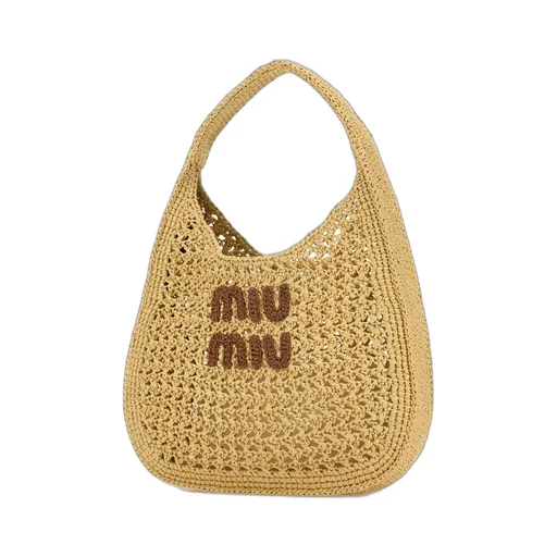 Miu Miu Logo-Embroidered Woven Shopping Bag