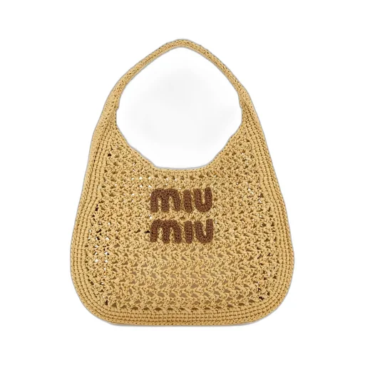 Miu Miu Logo-Embroidered Woven Shopping Bag