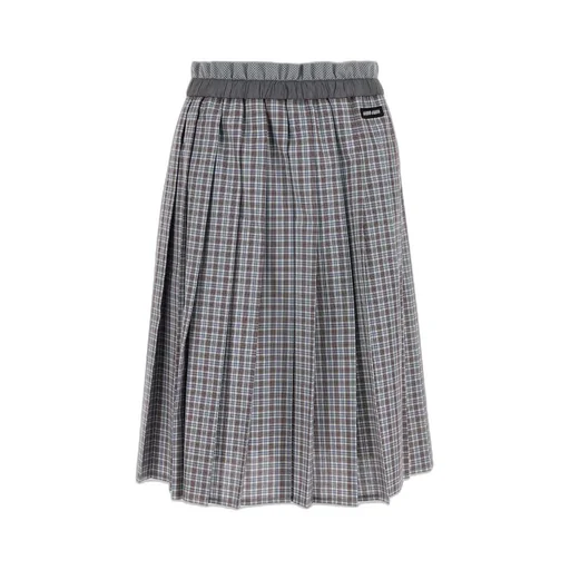 Miu Miu Checked Pleated Skirt