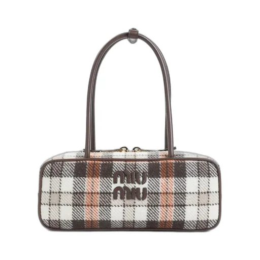 Miu Miu Zip-Up Checked Shoulder Bag