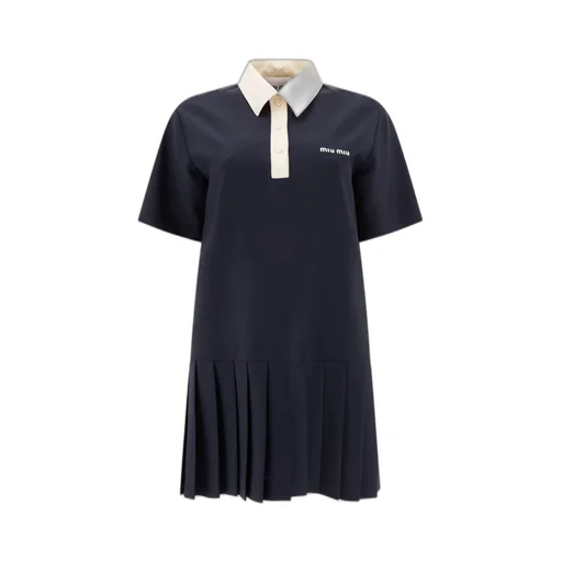 Miu Miu Logo-Embroidered Pleated Dress