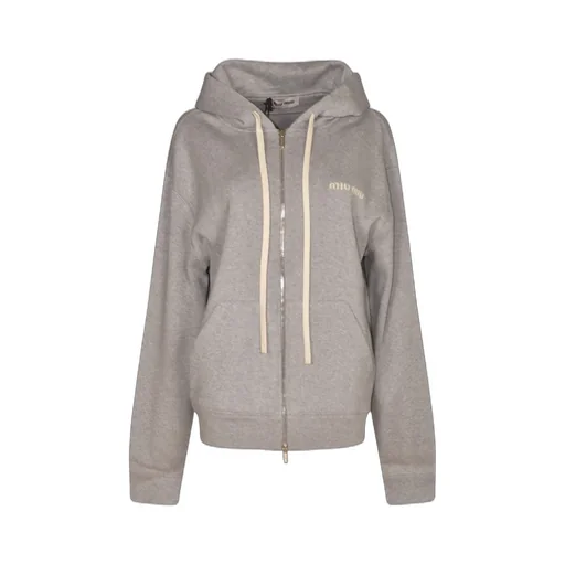 Miu Miu Drawstring Zip-Up Hoodie