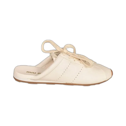 Miu Miu Plume Lace-Up Slip-On Mules